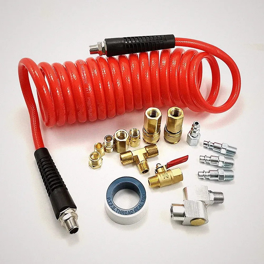 16-PCs. Professional Air Compressor Accessories Kit with 3/8 x 15 ft Coil Air...