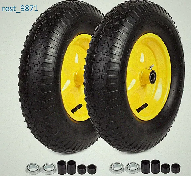 (2-Pack) 16" Pneumatic Tire Wheels 4.80/4.00-8 w/ Bearings for Carts