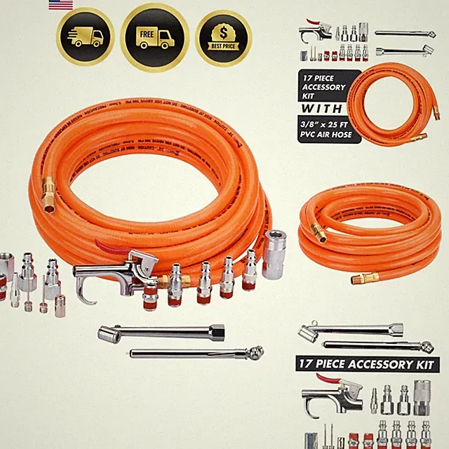 Air Compressor Hose Kit with 17 Pieces Accessories 25ft PVC Air Tool Kit