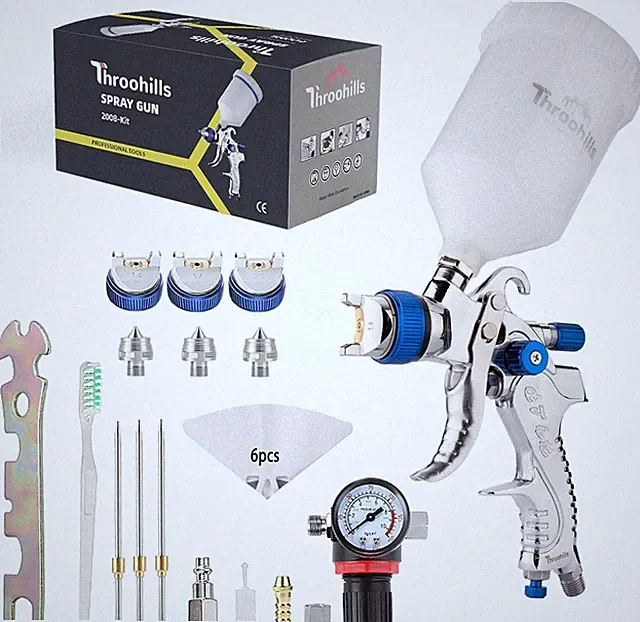 Professional HVLP Spray Gun, 1.4/1.7/2.0Mm Nozzle HVLP High Atomization Flow Adj