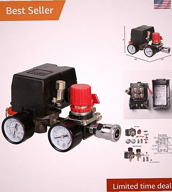 Professional Pressure Switch Manifold Regulator for Air Compressors 90-120PSI