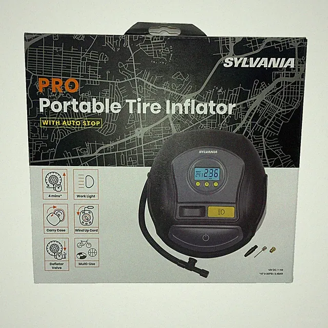 Sylvania Pro Portable Tire Inflator - Functions as a Portable Air Compressor...